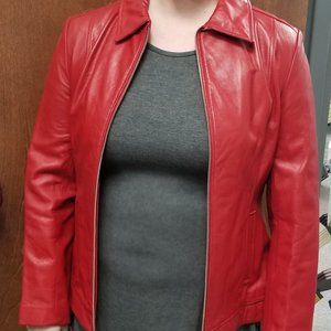 Wilsons Red Leather Jacket, Size Large - Women's